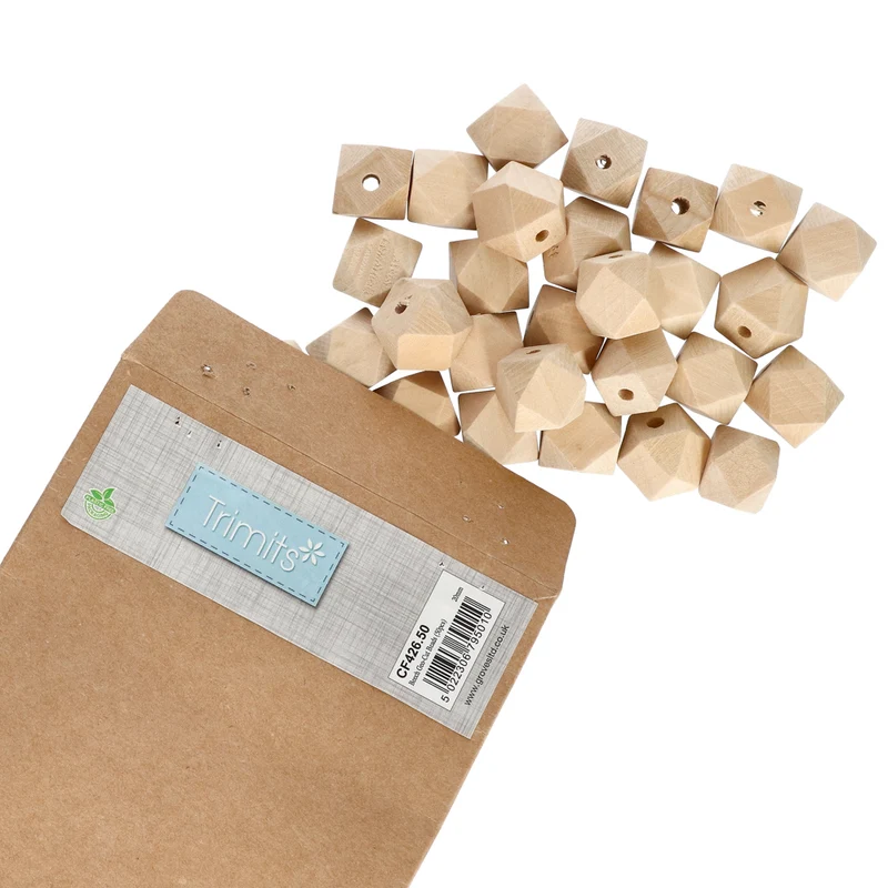 Trimits Holz-Geo-Perlen 20 mm (50 Stück)