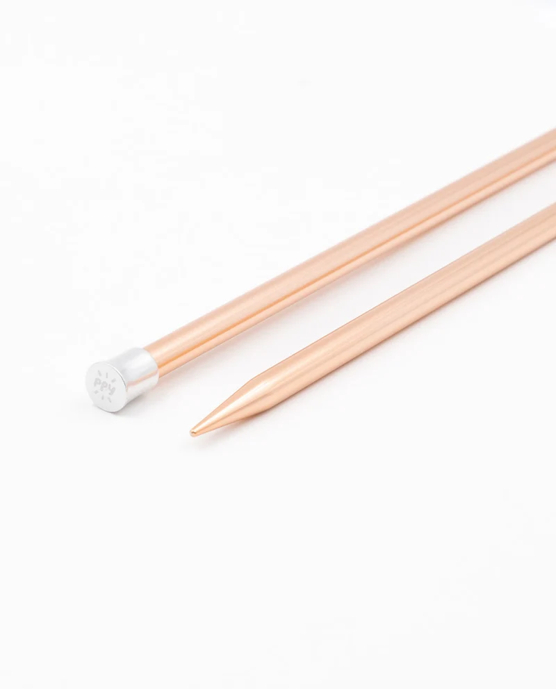 PPY Stricknadeln 40 cm, 6 mm, eloxiertes Aluminium, roségoldfarben