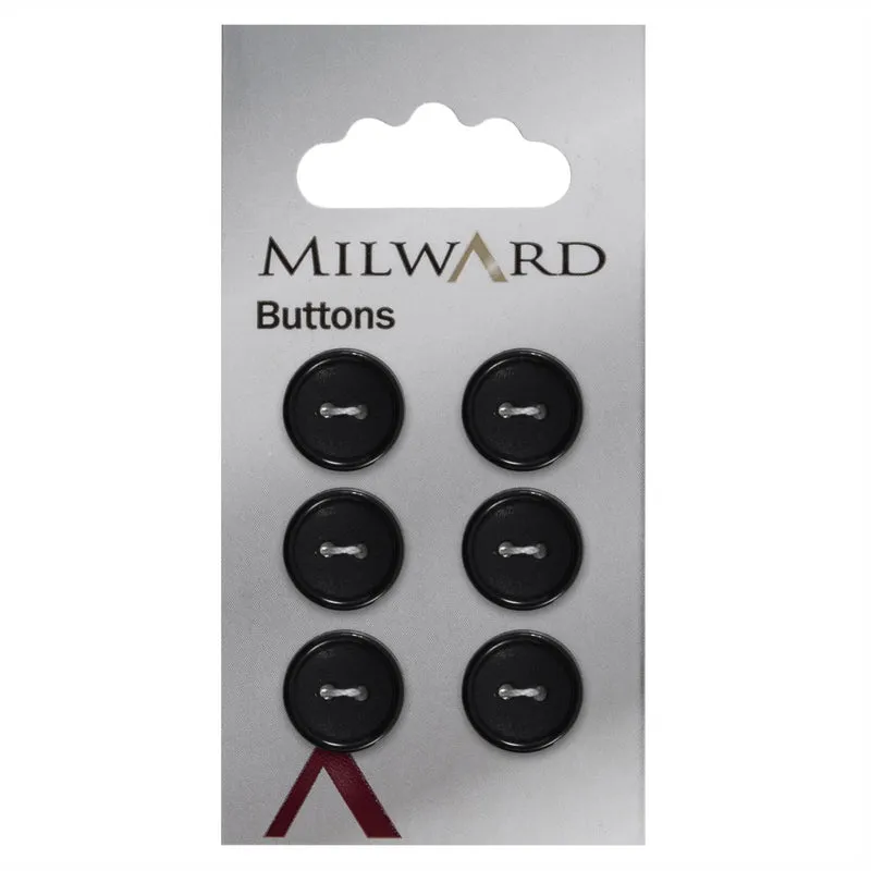 Milward Runde, matte Knöpfe, Schwarz, 13 mm (6 Stück)