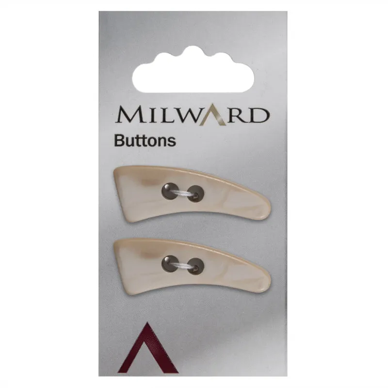 Milward Länglicher Knopf mit Bögen, weiß/beige, 22 mm (2 Stück)