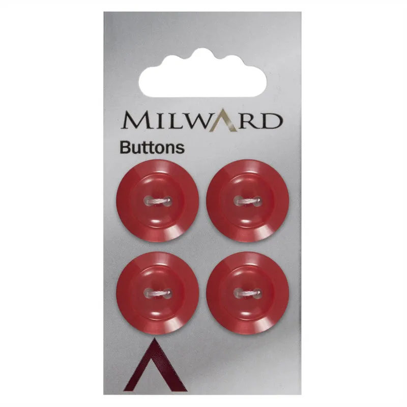 Milward-Knopf, rot, mit erhöhtem Rand, 19 mm (4 Stück)