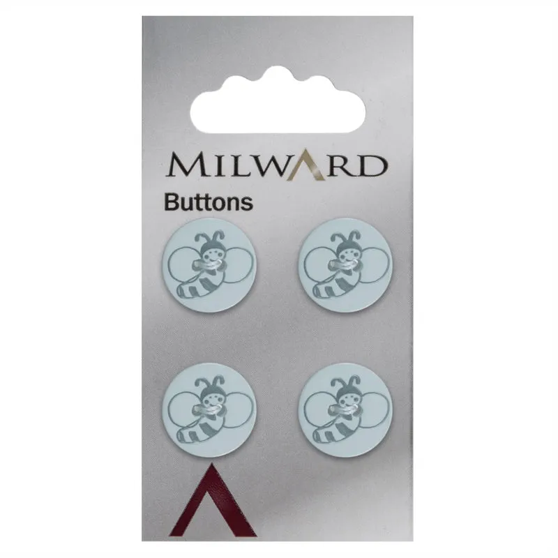 Milward-Knopf, Blau, mit Öse, 15 mm (4 Stück)
