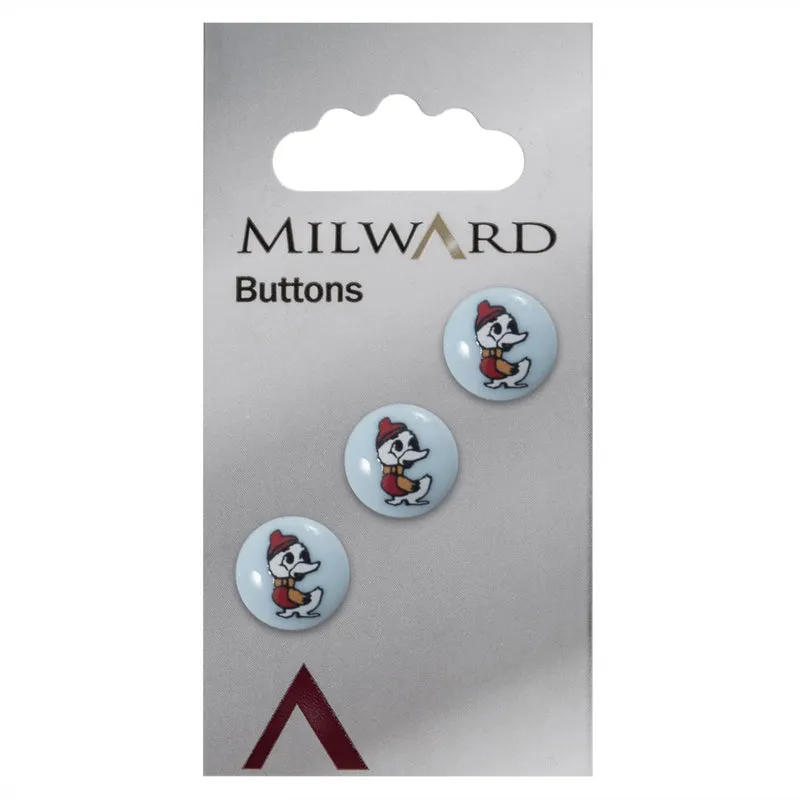 Milward Knopf mit Aufdruck „Ente“, 12 mm (3 Stück)