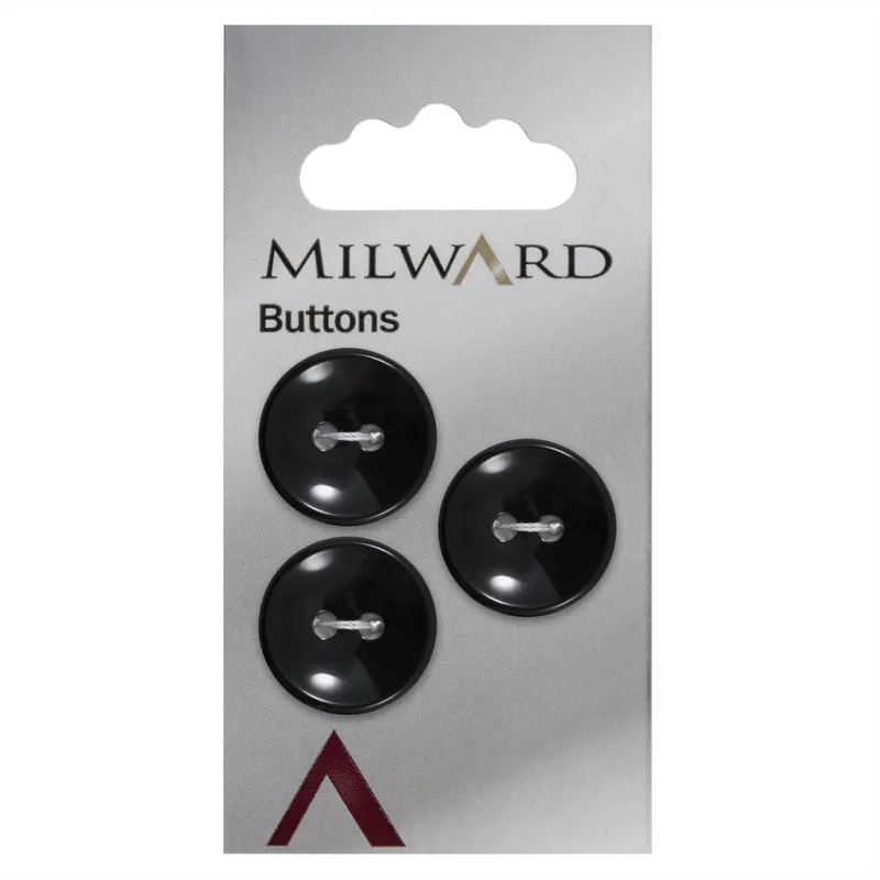 Milward runder, glänzender schwarzer Knopf, 20 mm (3 Stück)