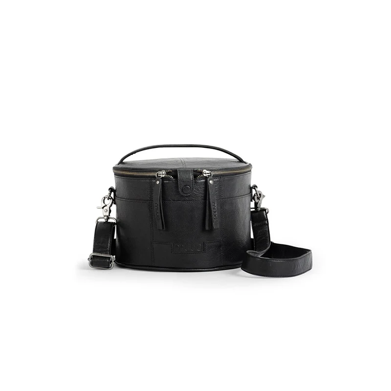 MUUD Enturn Black – Handgefertigte Handarbeitstasche aus Leder, 15 x 23 cm