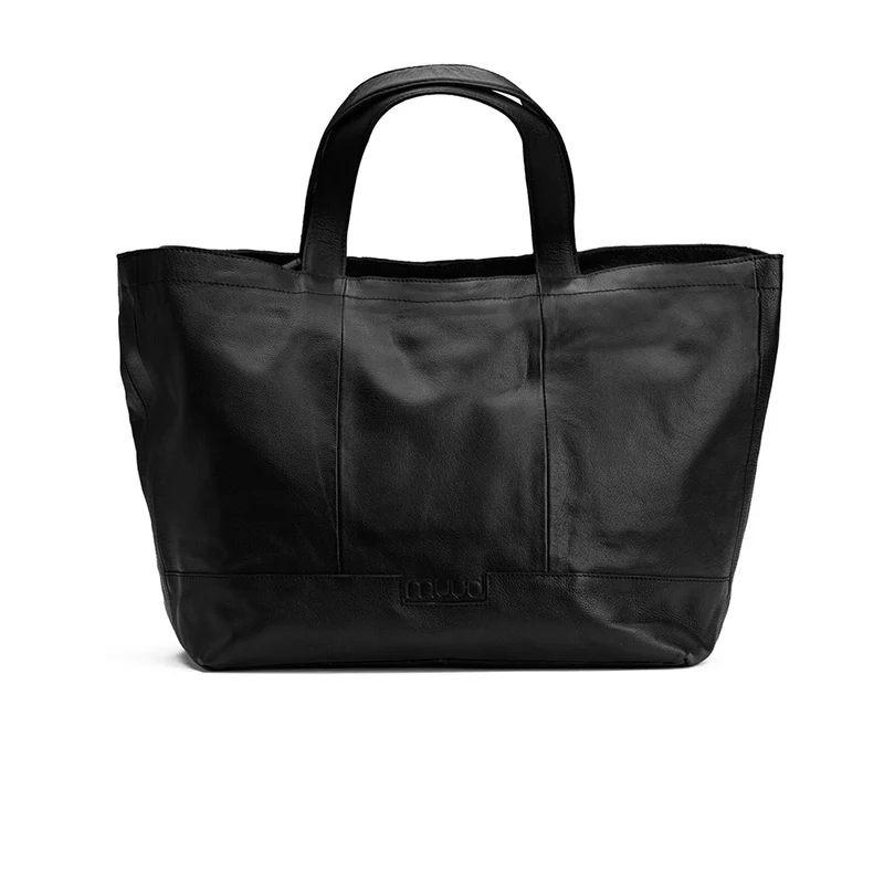 MUUD Hiba Black – Handgefertigte Ledertasche mit Staufächern, 27 x 29 cm