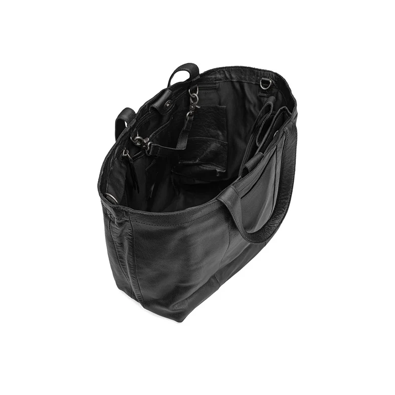 MUUD Hiba Black – Handgefertigte Ledertasche mit Staufächern, 27 x 29 cm