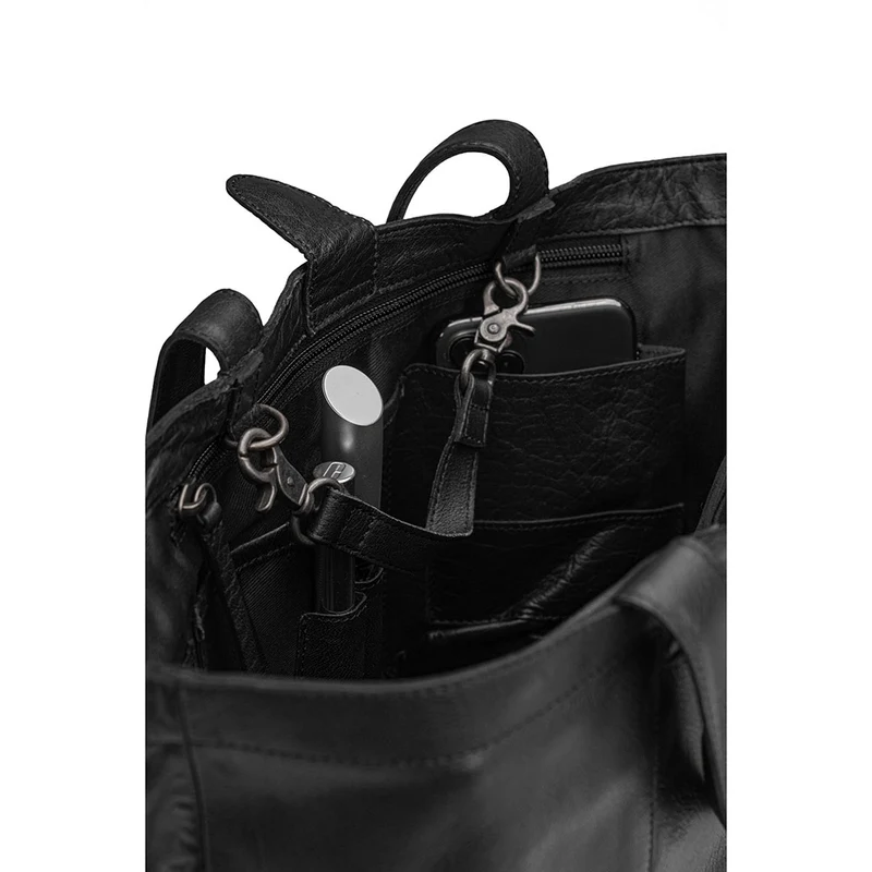 MUUD Hiba Black – Handgefertigte Ledertasche mit Staufächern, 27 x 29 cm