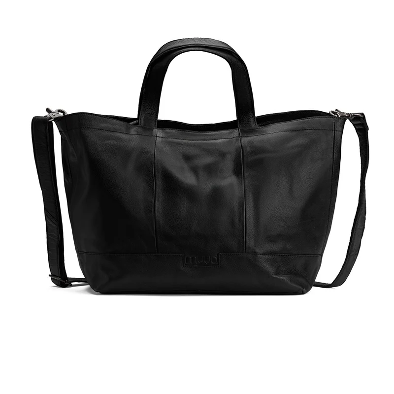 MUUD Hiba Black – Handgefertigte Ledertasche mit Staufächern, 27 x 29 cm