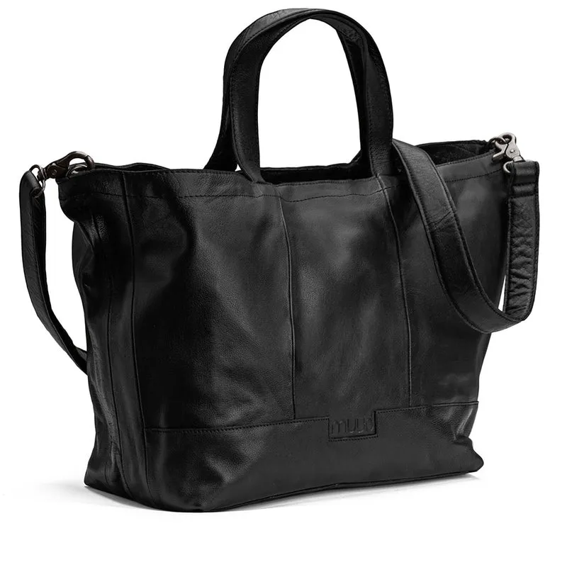 MUUD Hiba Black – Handgefertigte Ledertasche mit Staufächern, 27 x 29 cm