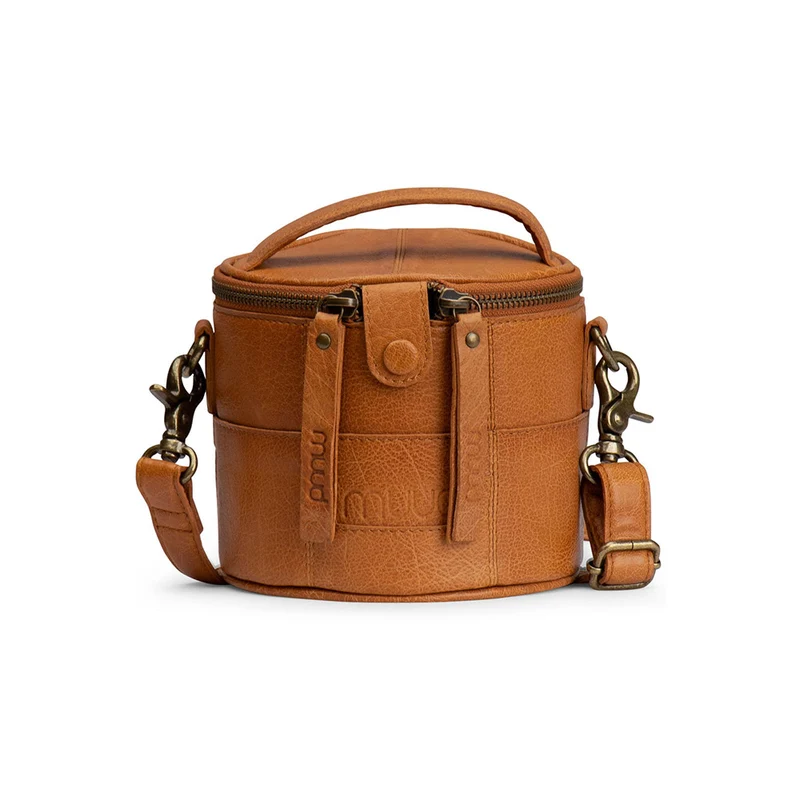 MUUD Saturn Mini Whisky – Handgefertigte kleine Ledertasche, 13 x Ø 14 cm