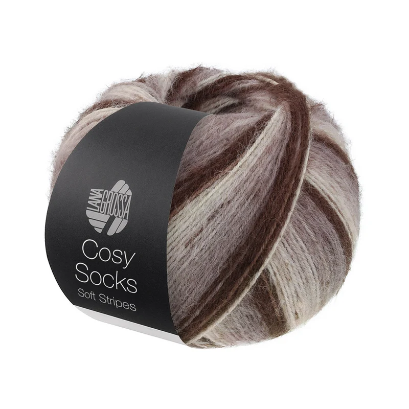Lana Grossa Cosy Socks Soft Stripes 103 Mokka/Graubraun/Beige/Creme