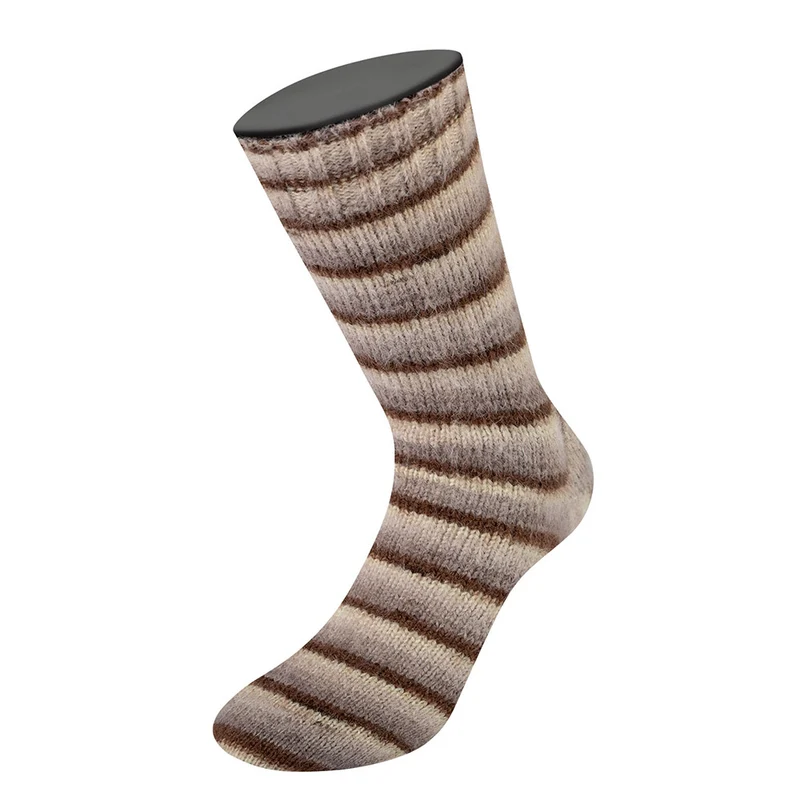 Lana Grossa Cosy Socks Soft Stripes 103 Mokka/Graubraun/Beige/Creme