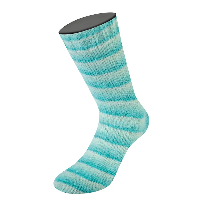 Lana Grossa Cosy Socks Soft Stripes 102 Jade/Hell-/Weißgrün/Rauweiß