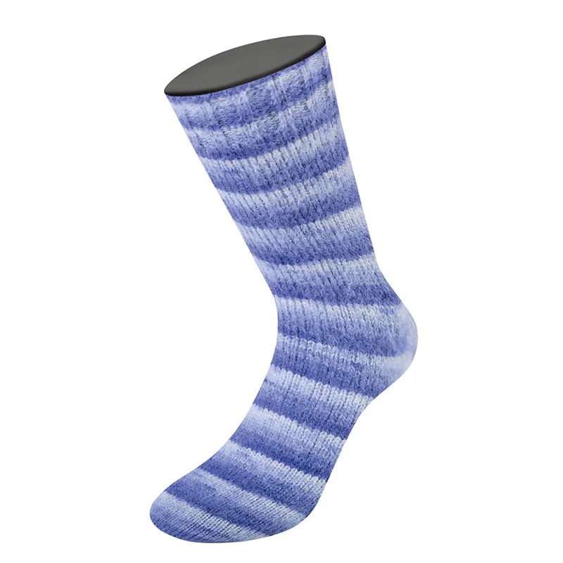 Lana Grossa Cosy Socks Soft Stripes 101 Blauviolett/Violettblau/Zartviolett/Weiß
