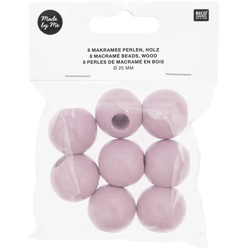Rico Makramee Holzperlen 25 mm Antikrosa – 8 Stück