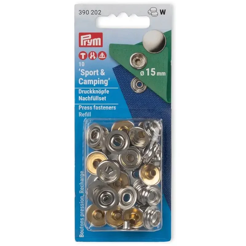Prym Nachfüllpackungen für nahtlose Druckknöpfe, Silber, 15 mm