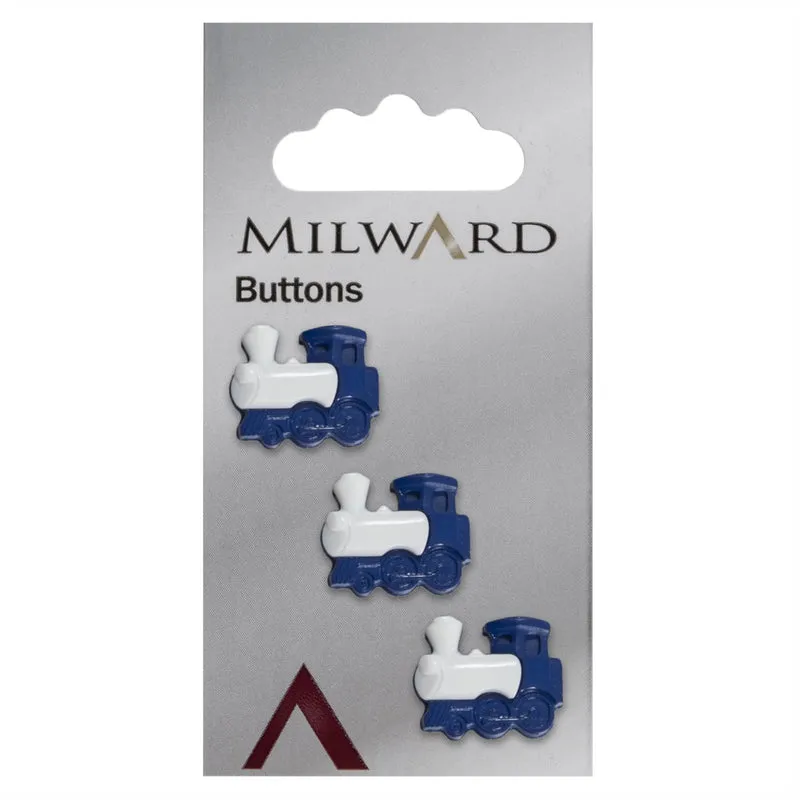 Milward Knopf „Zug“ Blau/Weiß 17 mm (3 Stück)