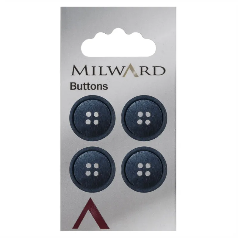 Milward-Knopf, dunkelblau, glänzend, 20 mm (4 Stück)