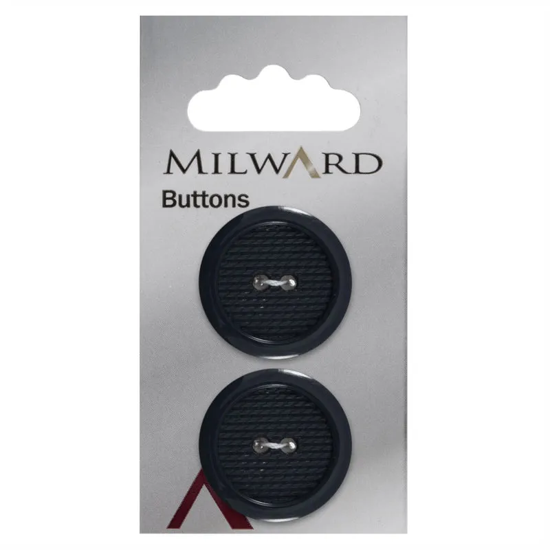 Milward-Knopf, blau/schwarz, strukturiert, 25 mm (2 Stück)