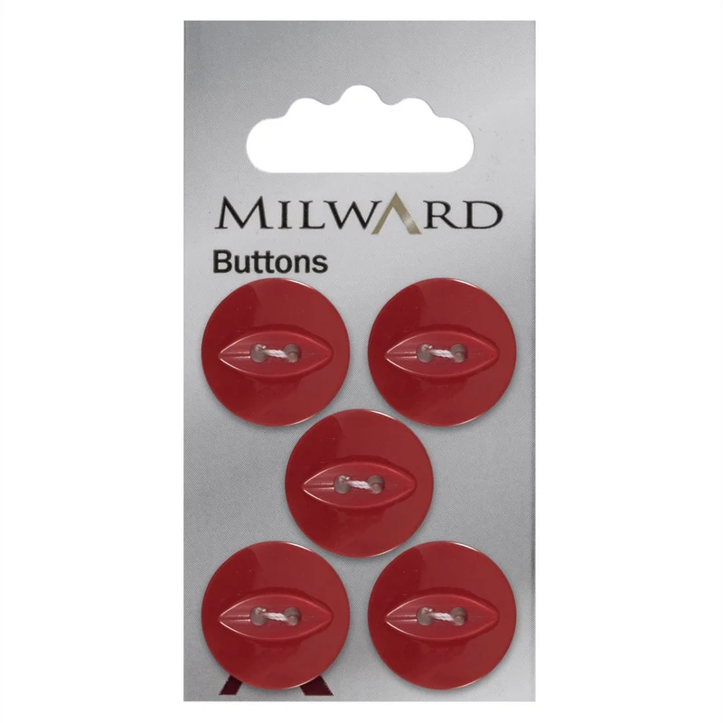 Milward Perlmutt-Knopf, Rot, 19 mm (5 Stück)