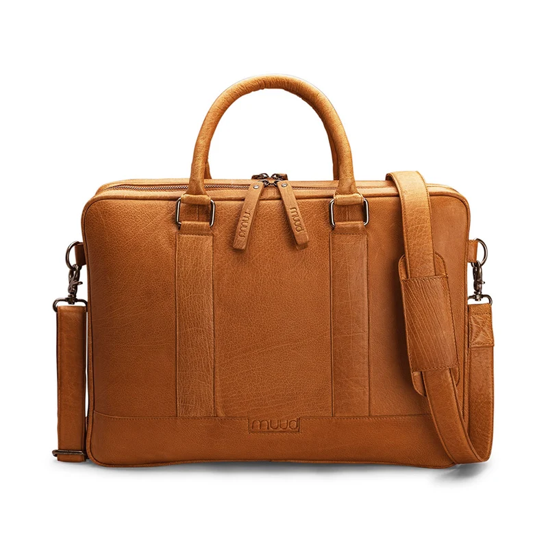 MUUD Drea – Whiskey – Handgefertigte Laptoptasche aus Leder