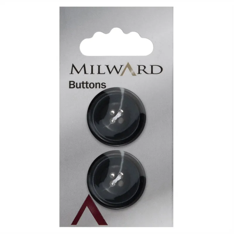 Milward-Knopf, mattschwarz/Grau, 25 mm (2 Stück)