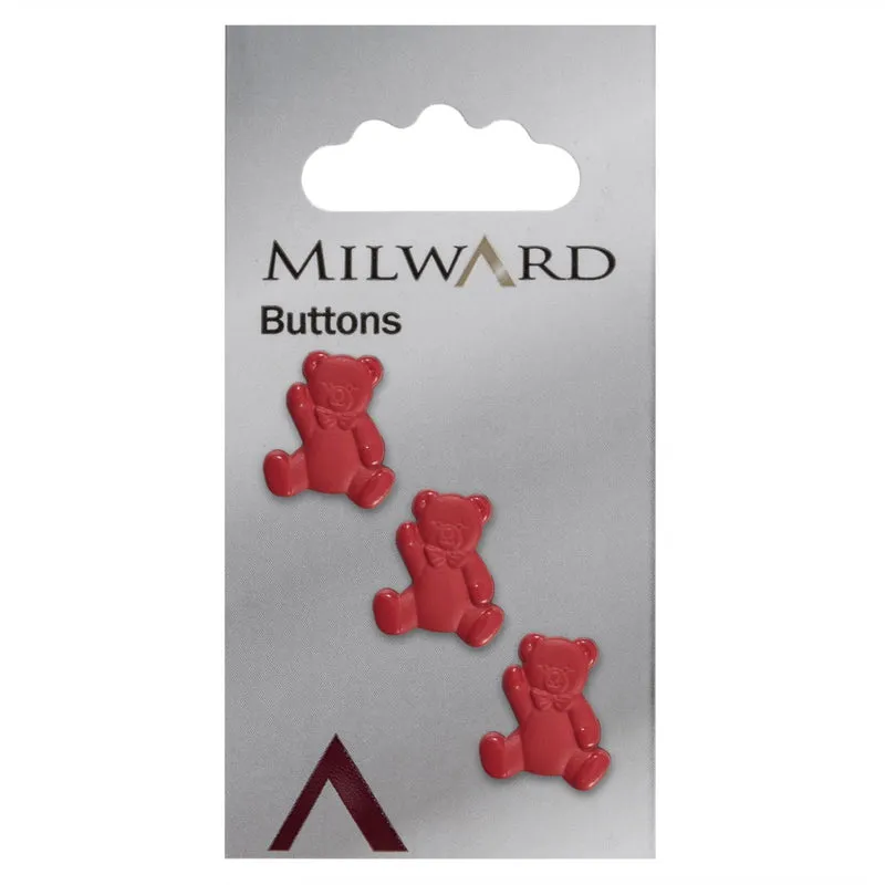 Milward Knopf „Bär“ rot 17 mm (3 Stück)