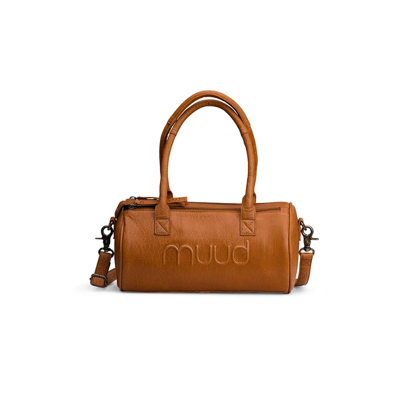 MUUD Drew Mini Whisky – Handgefertigte Umhängetasche aus Leder, 29 x Ø 15 cm