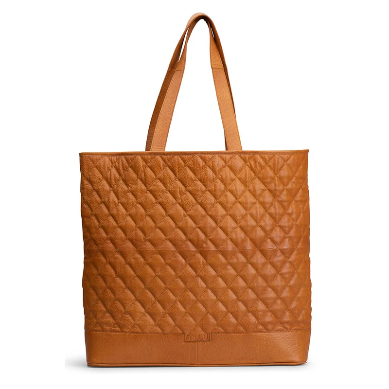MUUD Betsy XL Whisky – Handgefertigte Einkaufstasche aus Leder, 43 x 46 x 43 cm