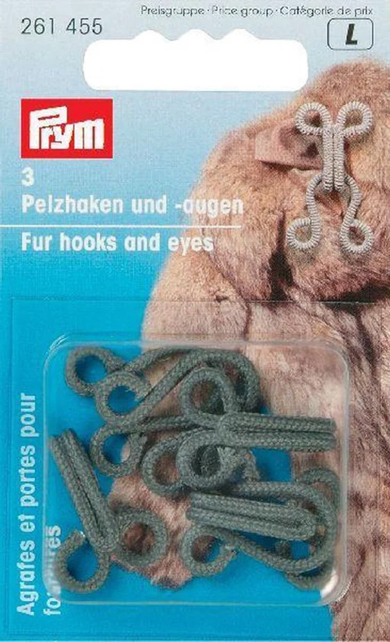 Prym Pelzhaken und -ösen, Eisen 02, Grau