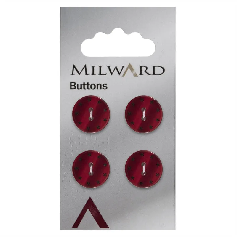 Milward-Knopf mit Sternchen, rot, 15 mm (4 Stück)