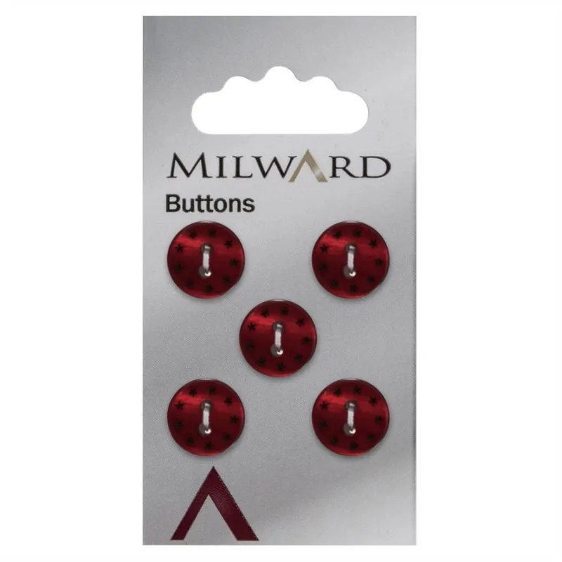 Milward-Knopf mit Sternchen, rot, 12 mm (5 Stück)
