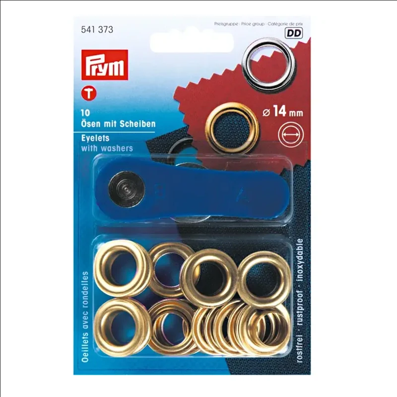 Prym Ringe mit Scheiben, Gold, 14 mm