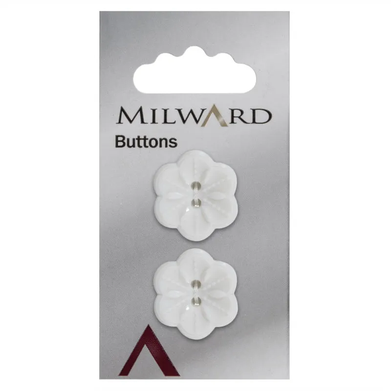 Milward-Knopf „Weiße Blume“ 22 mm (2 Stück)
