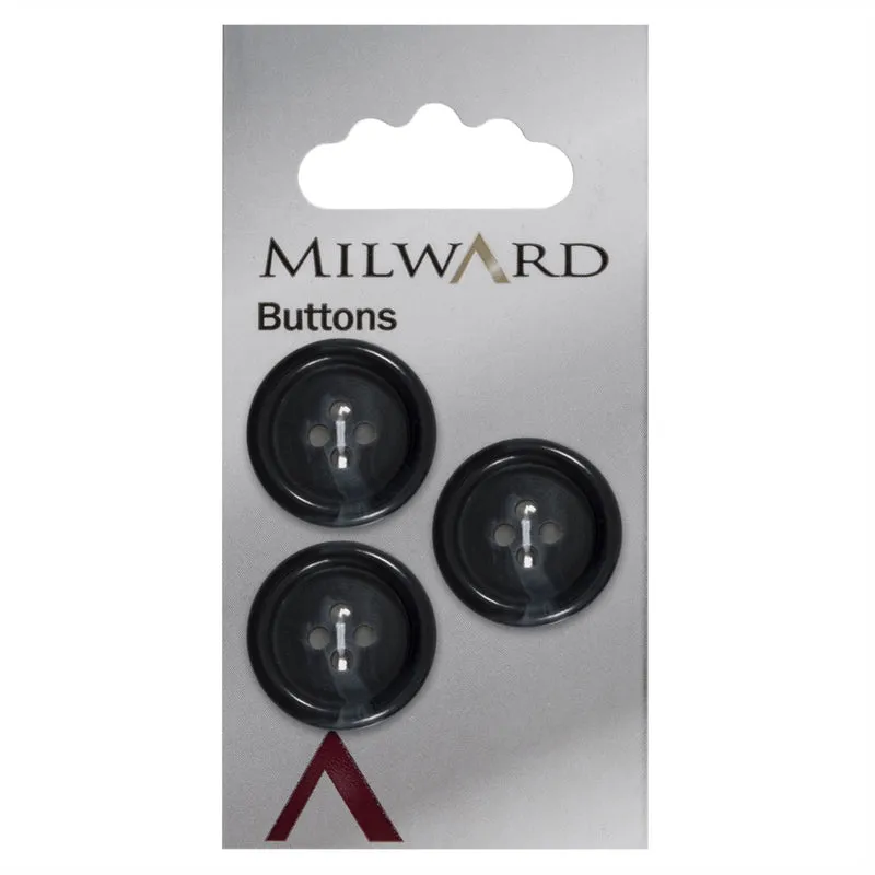 Milward-Knopf Schwarz/Blau 20 mm (3 Stück)