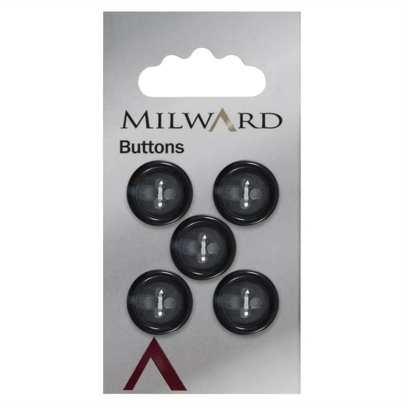Milward-Knopf Schwarz/Blau 15 mm (5 Stück)
