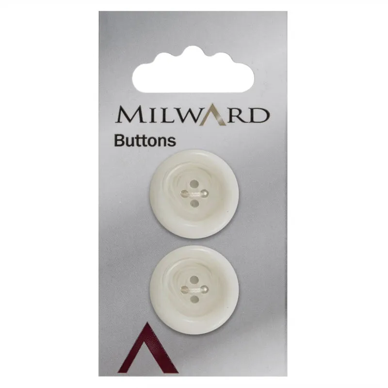Milward-Knopf mit hochstehendem Rand, weiß, 22 mm (2 Stück)