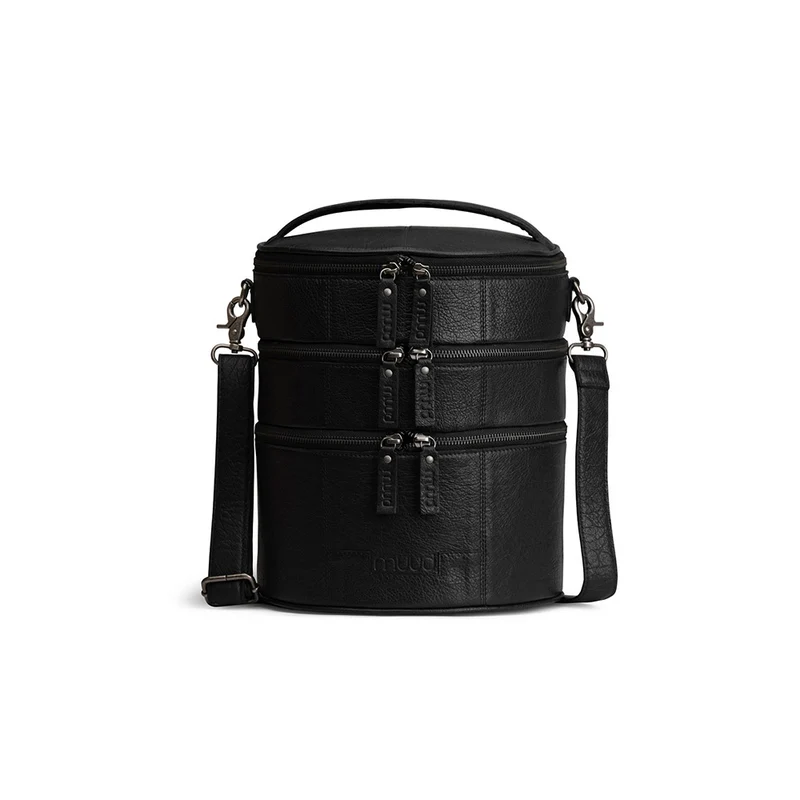 MUUD Bturn Black – Handgefertigte Ledertasche für verschiedene Projekte, 27 x Ø 25 cm