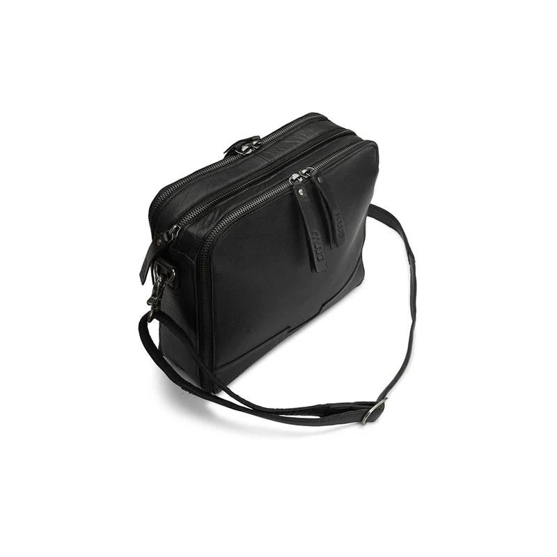 MUUD Cathy Black – Handgefertigte Leder-Umhängetasche 28 x 22 x 7 cm