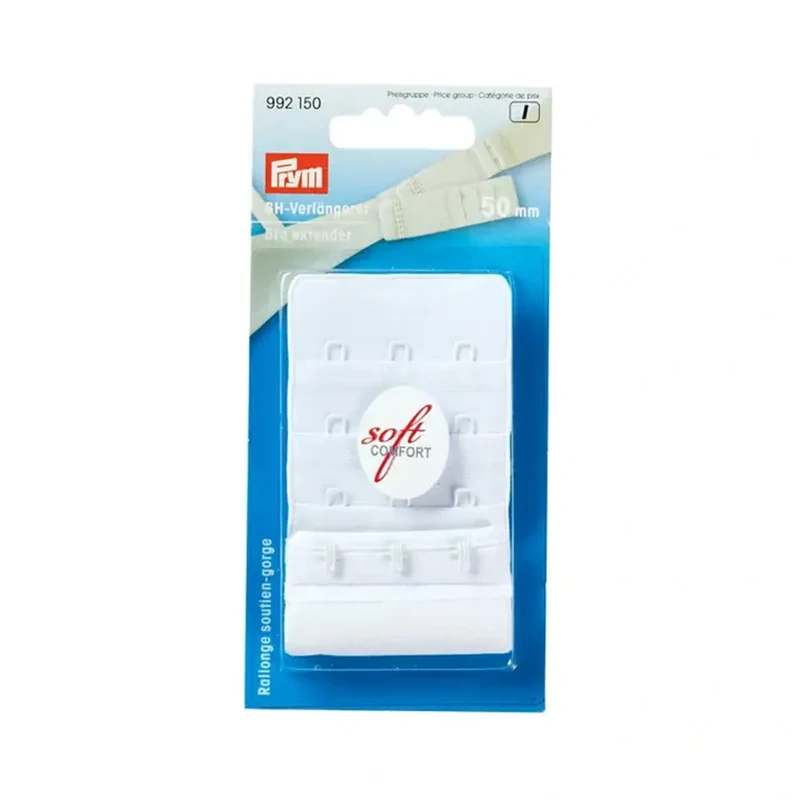 Prym BH-Verlängerungsstück 50 mm, 3 x 3 Haken, Weiß