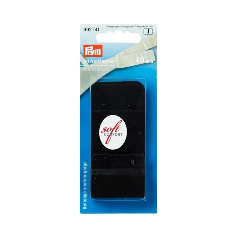 Prym BH-Verlängerungsstück 40 mm, 3 x 2 Haken, Schwarz