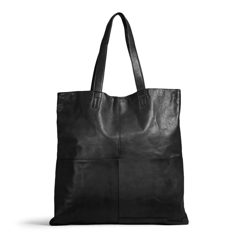 MUUD Show Black – Handgefertigte Ledertasche für den Alltag, 39 x 35 cm