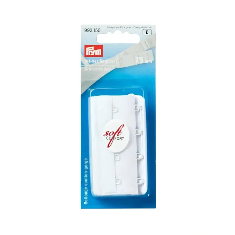 Prym BH-Verlängerungsstück 75 mm, 3 x 4 Haken, Weiß
