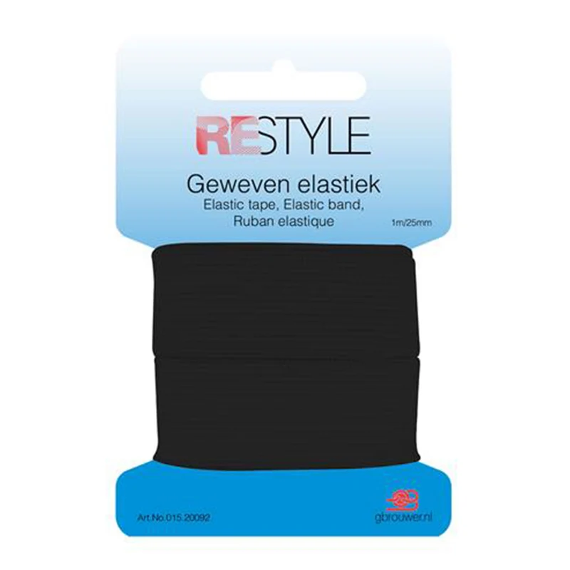 Restyle Gewebtes Gummiband 25 mm x 1 Meter 000 Schwarz