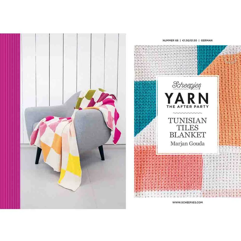 Yarn the Afterparty Nr. 68 – Decke mit tunesischen Kacheln – Häkelanleitung