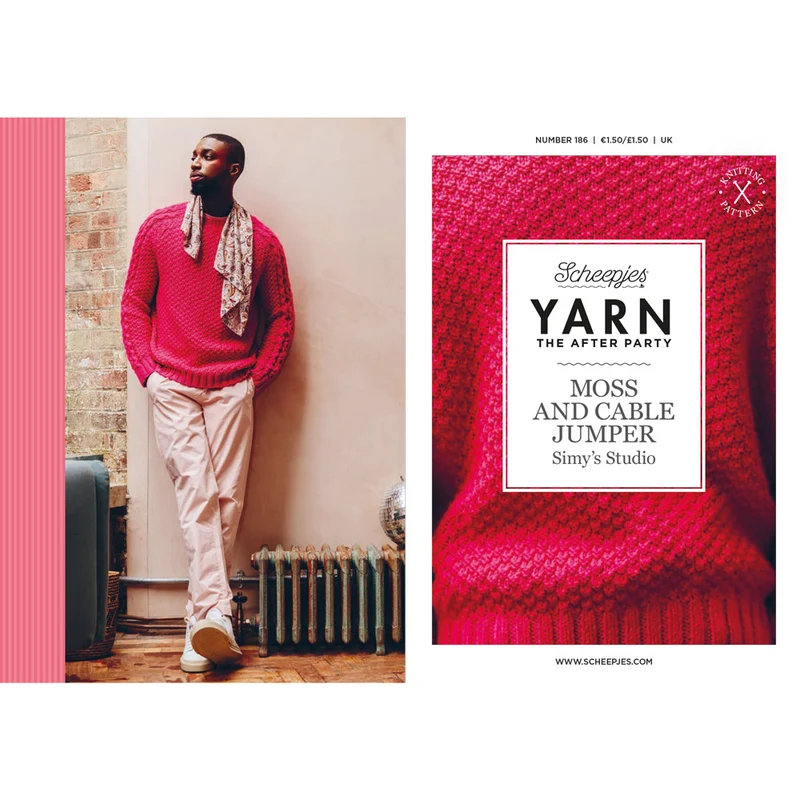 YARN The After Party Nr. 186 Pullover mit Moos- und Zopfmuster UK