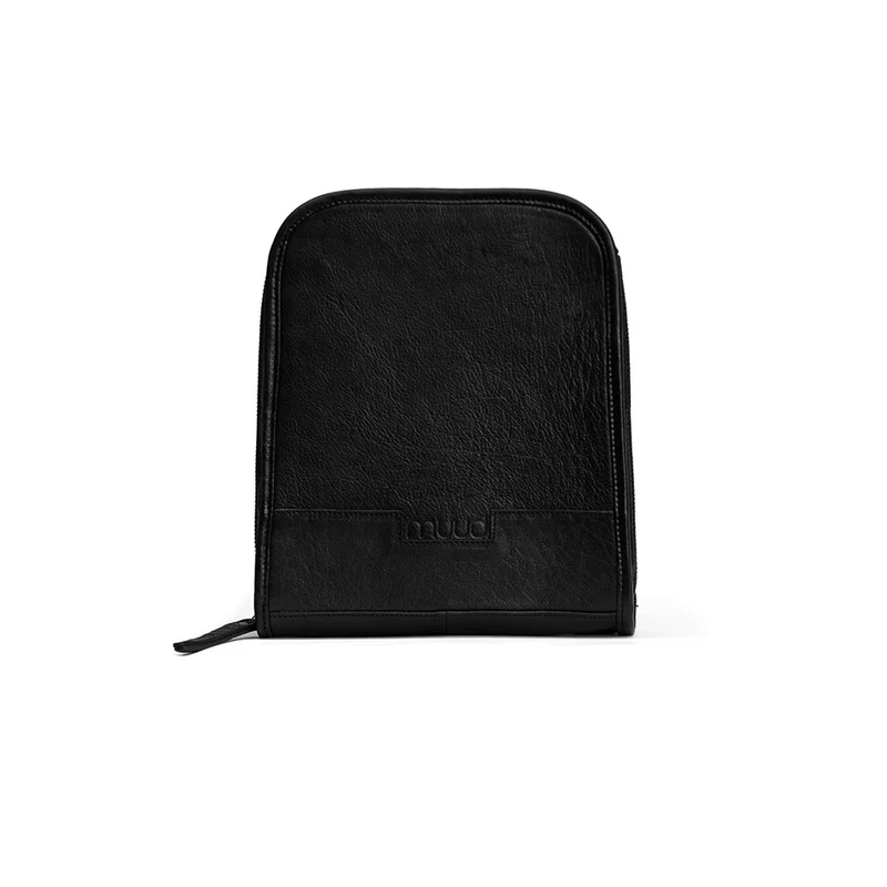MUUD Voss Black – Handgefertigtes Lederetui für Rundstricknadeln, 25 × 22 × 16 cm