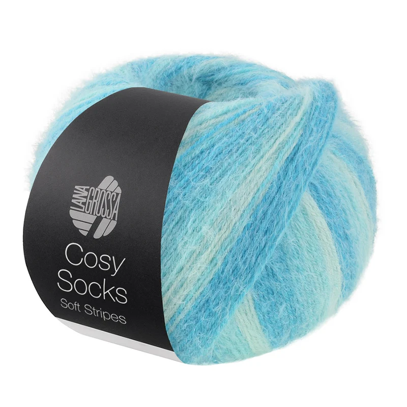 Lana Grossa Cosy Socks Soft Stripes 115 Mint/Hell-Türkis/Türkis
