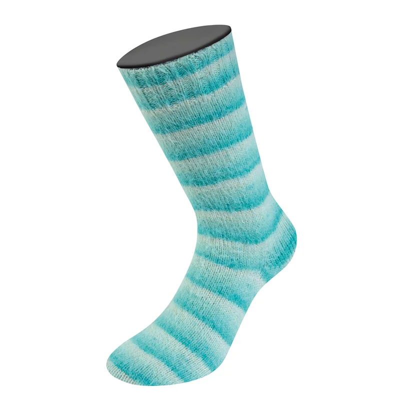 Lana Grossa Cosy Socks Soft Stripes 115 Mint/Hell-Türkis/Türkis